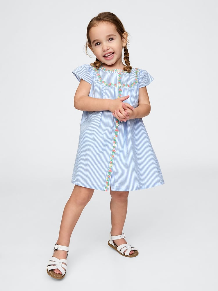 Gap Blue Flutter-Sleeve Shirtdress (6mths-5yrs) - Image 1 of 3 Gap Blue Flutter-Sleeve Shirtdress (6mths-5yrs) - Image 1 of 3