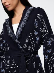 Gap Navy Blue Oversized Fringe Shawl Cardigan - Image 4 of 5