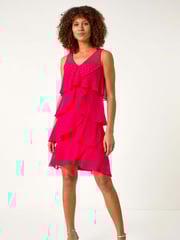 Roman Pink Embellished Hotfix Tiered Chiffon Dress - Image 2 of 5