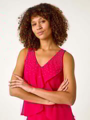 Roman Pink Embellished Hotfix Tiered Chiffon Dress - Image 4 of 5