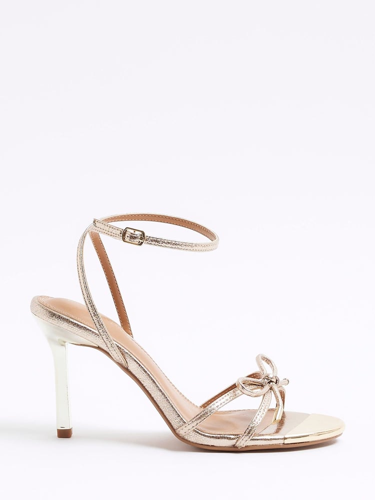 River Island Gold Bow Heeled Sandals - Image 2 of 4
