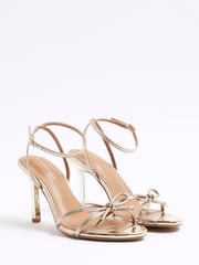 River Island Gold Bow Heeled Sandals - Image 3 of 4