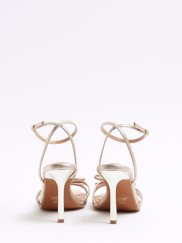 River Island Gold Bow Heeled Sandals - Image 4 of 4