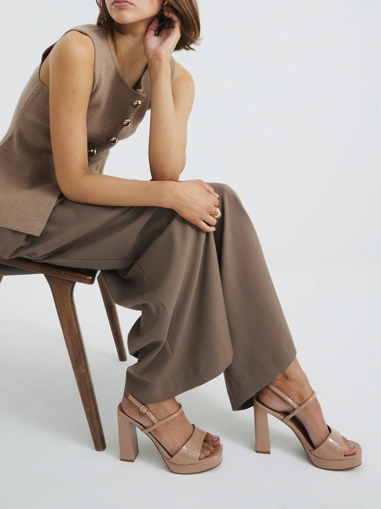 River Island Pink Sling Back Platform Sandals - Image 1 of 4