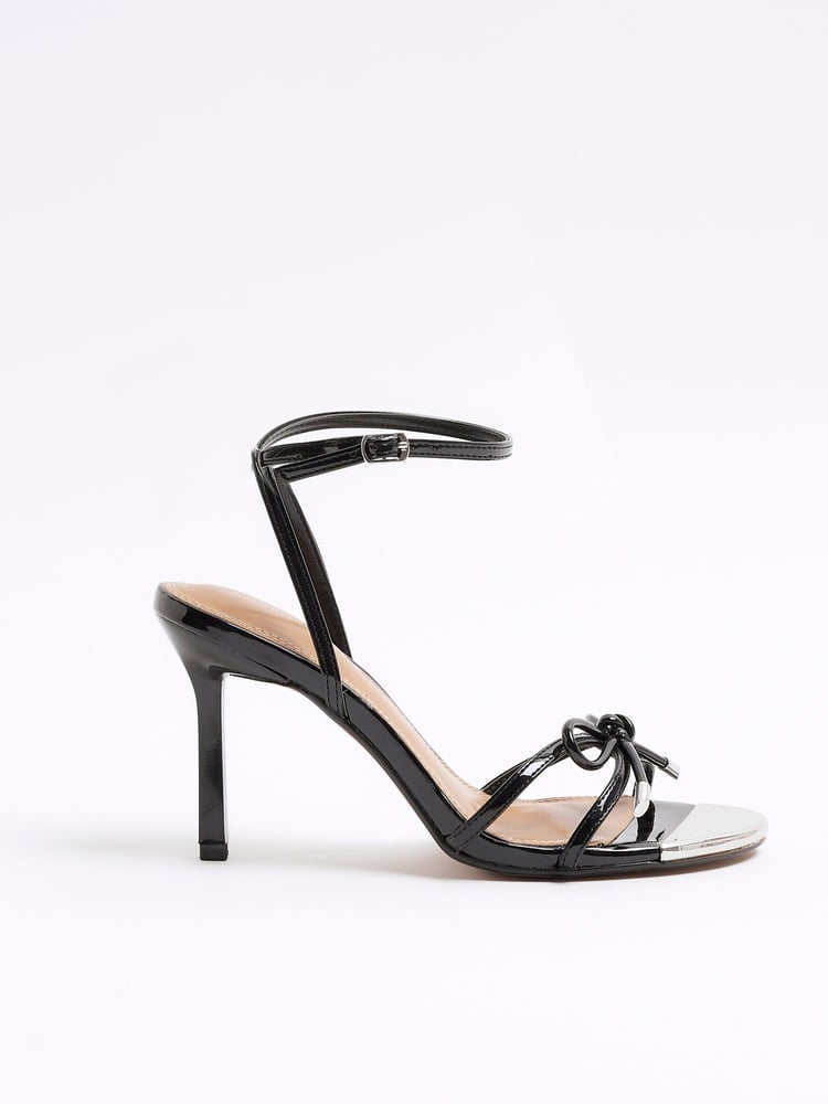 River Island Black Bow Heeled Sandals - Image 1 of 5