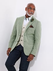 Joe Browns Green Linen Blend Blazer - Image 3 of 5