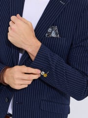 Joe Browns Blue Pinstripe Seersucker Suit Blazer - Image 6 of 7