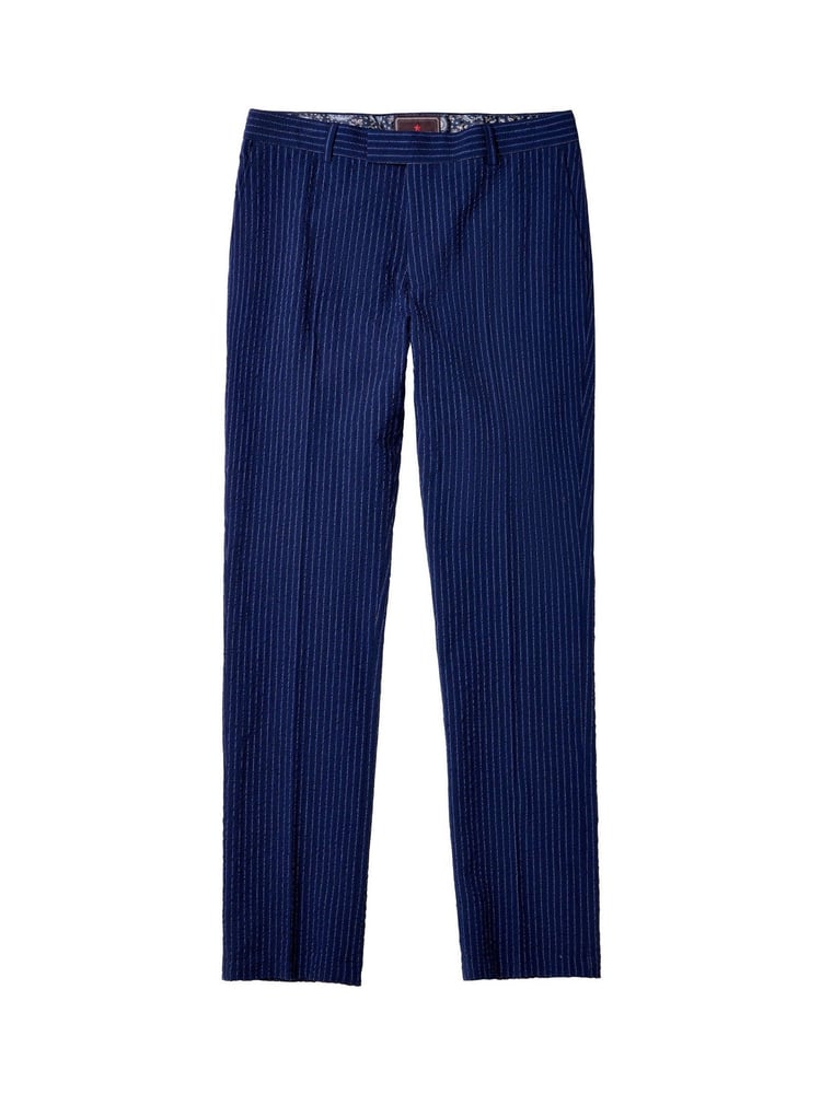 Joe Browns Blue Pinstripe Seersucker Suit Trousers - Image 5 of 5