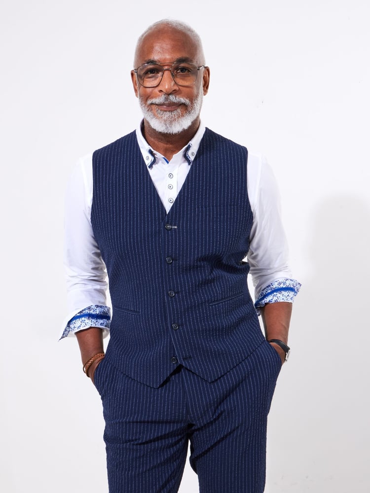 Joe Browns Blue Pinstripe Seersucker Suit Waistcoat - Image 1 of 5