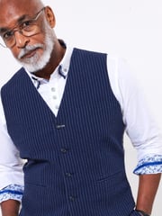 Joe Browns Blue Pinstripe Seersucker Suit Waistcoat - Image 4 of 5