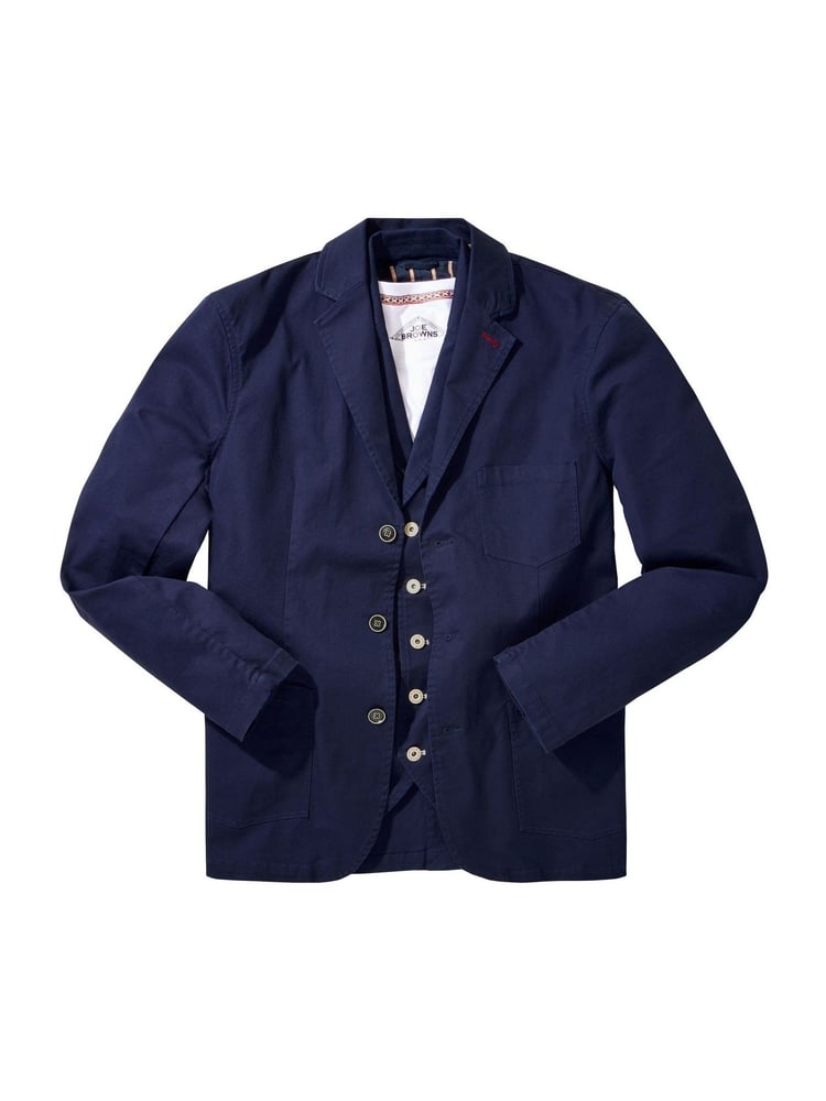 Joe Browns Blue Vintage Workwear Twill Blazer - Image 7 of 7