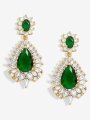 Jon Richard Gold Tone Cubic Zirconia Emerald Statement Earrings - Image 1 of 1