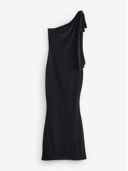 Club L London Black Donata Asymmetric Maxi Dress With Bow Strap - Image 7 of 7