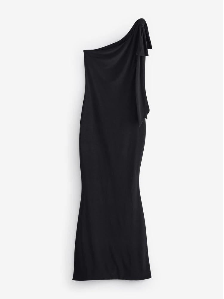 Club L London Black Donata Asymmetric Maxi Dress With Bow Strap - Image 7 of 7