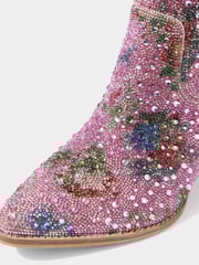 Joe Browns Pink Floral Print Diamanté Western Ankle Boots - Image 6 of 6
