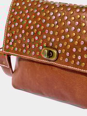 Joe Browns Brown Studded Washed Leather Cross-Body Bag - Image 3 of 7