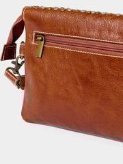 Joe Browns Brown Studded Washed Leather Cross-Body Bag - Image 5 of 7