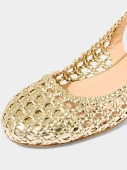 Joe Browns Gold Woven Metallic Block Heel Sling Back Shoes - Image 4 of 4