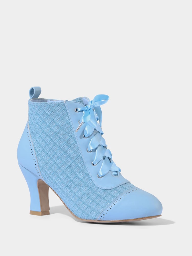 Joe Browns Blue Vintage Boucle Lace-Up Ankle Boots - Image 2 of 4