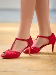 Joe Browns Red Cut-Out Detail Peep Toe T-Bar Heels - Image 2 of 6
