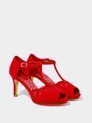 Joe Browns Red Cut-Out Detail Peep Toe T-Bar Heels - Image 4 of 6