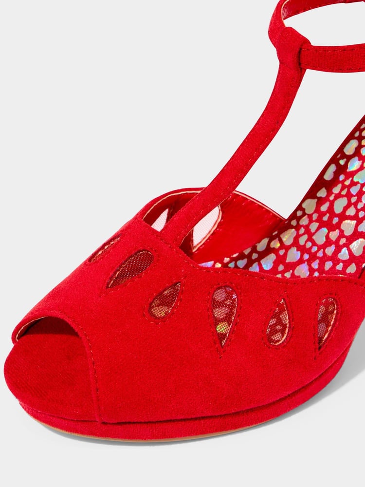 Joe Browns Red Cut-Out Detail Peep Toe T-Bar Heels - Image 6 of 6