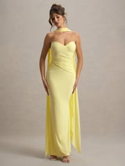 Club L London Yellow Rosabel Sweetheart Maxi Dress With Sash - Image 2 of 7