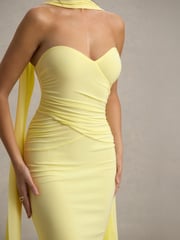 Club L London Yellow Rosabel Sweetheart Maxi Dress With Sash - Image 4 of 7