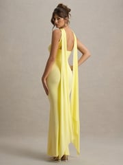 Club L London Yellow Rosabel Sweetheart Maxi Dress With Sash - Image 7 of 7