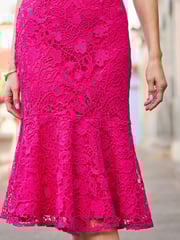 Sosandar Pink Lace Ruffle Hem Midi Dress - Image 3 of 4