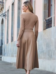 Sosandar Brown Faux Leather Midaxi Skirt - Image 3 of 5