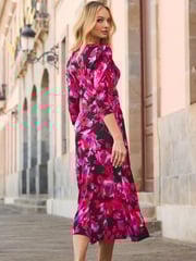 Sosandar Pink Floral Print Twist Front Dress - Image 4 of 4