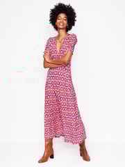 Boden Red Kristen Pleated Jersey Dress - Image 2 of 6