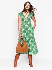 Boden Green Tiered Jersey Midi Dress - Image 1 of 6