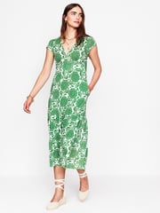 Boden Green Tiered Jersey Midi Dress - Image 5 of 6