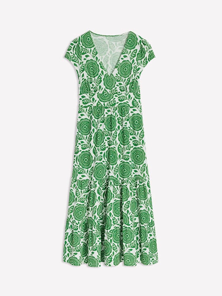 Boden Green Tiered Jersey Midi Dress - Image 6 of 6 Boden Green Tiered Jersey Midi Dress - Image 6 of 6