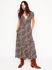 Boden Brown Tiered Jersey Midi Dress - Image 1 of 5