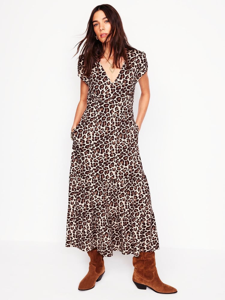 Boden Brown Tiered Jersey Midi Dress - Image 1 of 5