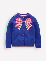 Boden Blue Bow Evelyn Fun Logo Cardigan - Image 1 of 3