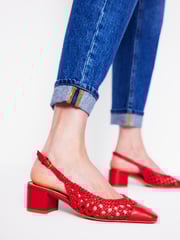Boden Red Block Heel Slingback Shoes - Image 1 of 5