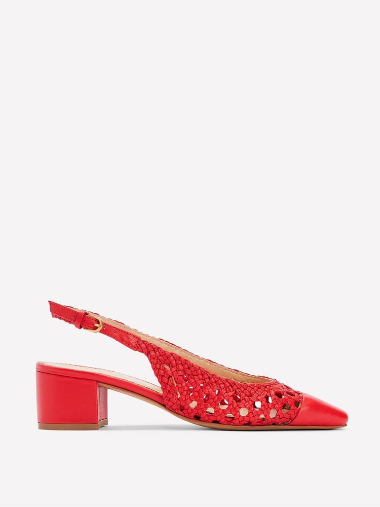 Boden Red Block Heel Slingback Shoes - Image 2 of 5