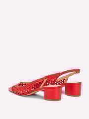 Boden Red Block Heel Slingback Shoes - Image 4 of 5