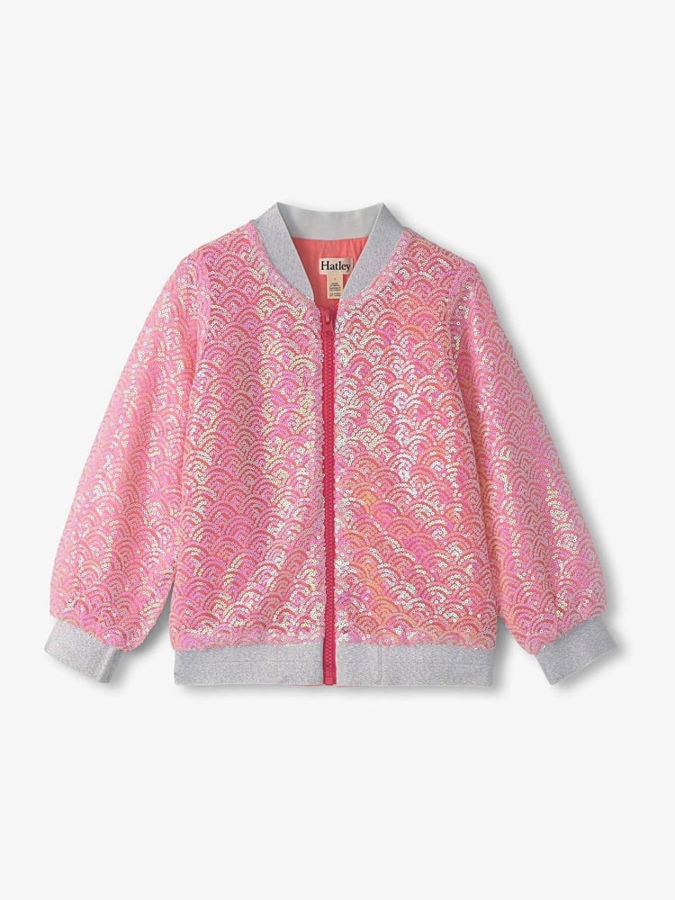 Hatley Pink Pearl Mermaid Sequins Bomber Jacket - Image 2 of 3