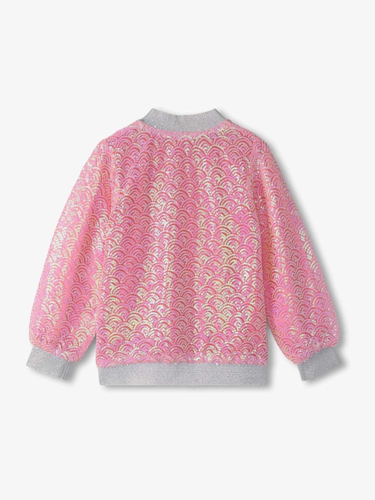 Hatley Pink Pearl Mermaid Sequins Bomber Jacket - Image 3 of 3