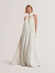 Ted Baker White Akala Pleated V-Neck Maxi Dress - Image 1 of 5