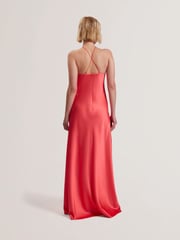 Ted Baker Orange Ajima-Halter Neck Bias Cut Maxi Dress - Image 3 of 5
