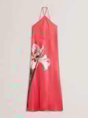 Ted Baker Orange Ajima-Halter Neck Bias Cut Maxi Dress - Image 4 of 5