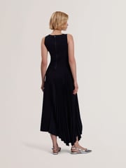 Ted Baker Blue Azzina Knit Slash Neck Dress With Pleat Panel - Image 2 of 5
