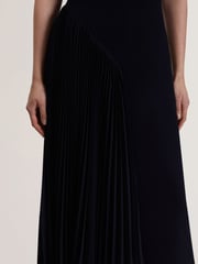 Ted Baker Blue Azzina Knit Slash Neck Dress With Pleat Panel - Image 3 of 5