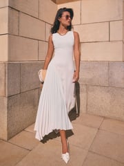Ted Baker White Azzina Knit Slash Neck Dress With Pleat Panel - Image 1 of 7